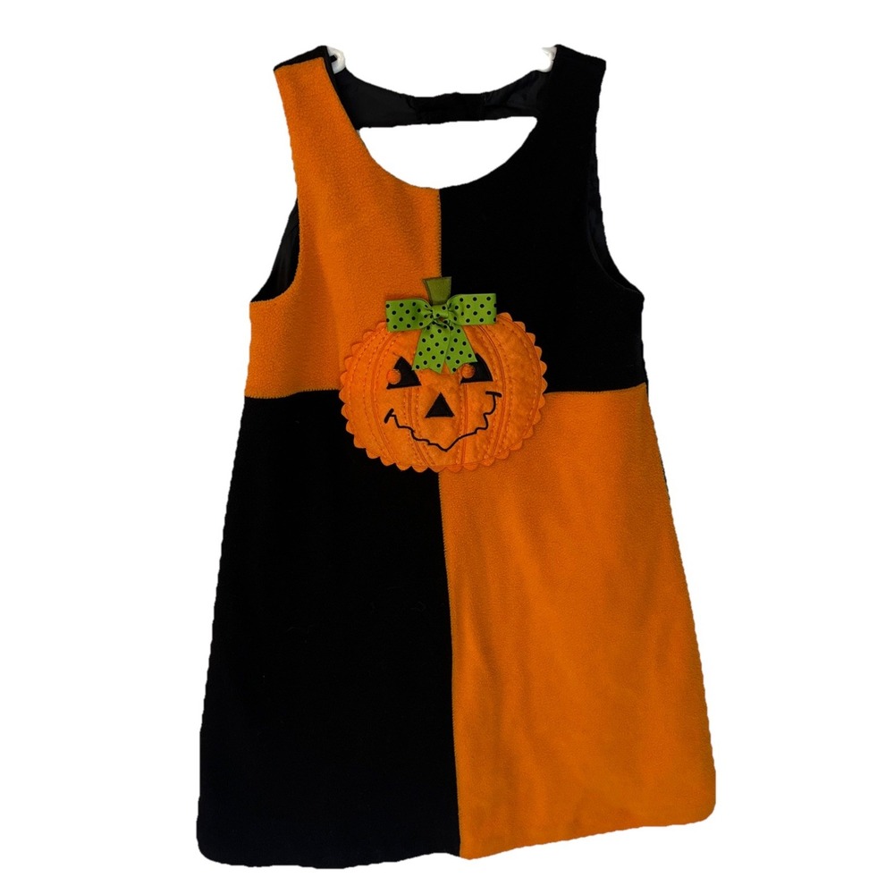 Allison Ann Girls Fleece Halloween Color‎ Block Dress Sweet Pumpkin Size 10